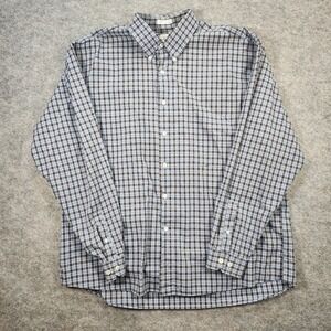 Burma Bibas Shirt Men XL Blue Brown Plaid Button Down‎ Oversized Casual Travel